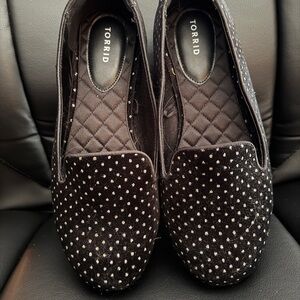Torrid Black Velvet Studded Loafers